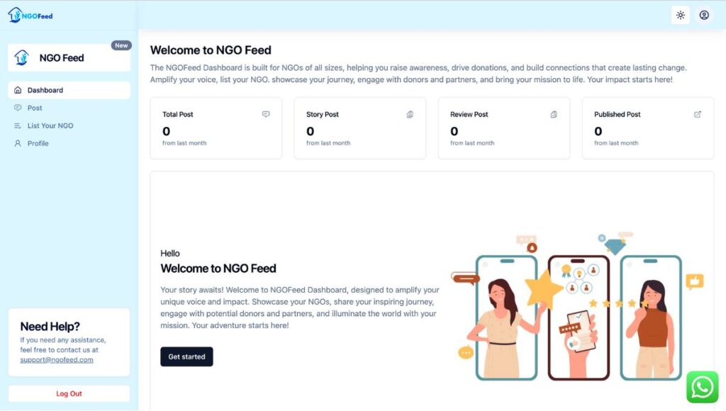 NGOFeed Dashboard Documents dashboard visit