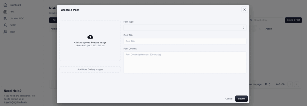 NGOFeed Dashboard Documents image 3
